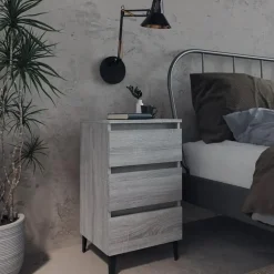 vidaXL - Nachtkastje - Grijs - Bewerkt hout