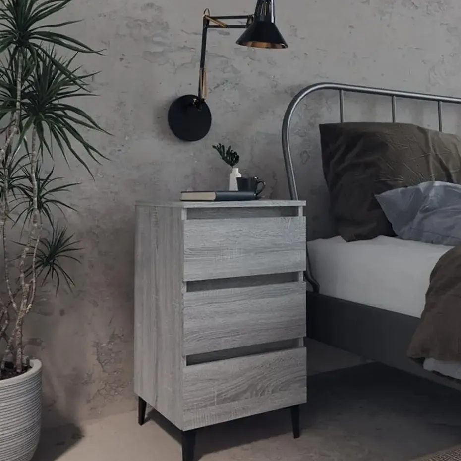 vidaXL - Nachtkastje - Grijs - Bewerkt hout