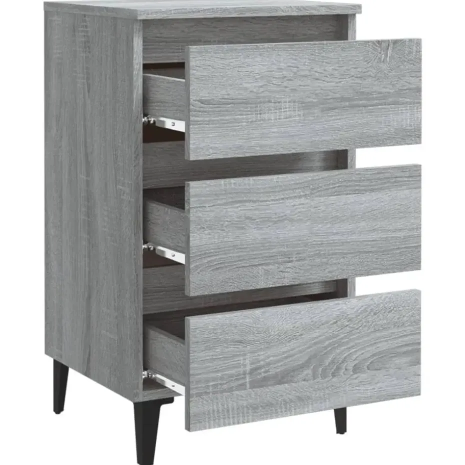 vidaXL - Nachtkastje - Grijs - Bewerkt hout