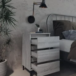 vidaXL - Nachtkastje - Grijs - Bewerkt hout