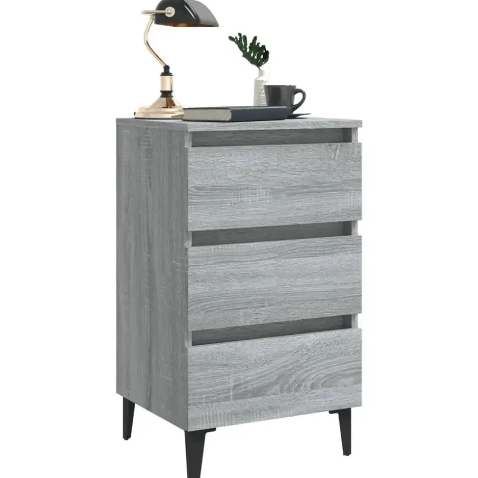 vidaXL - Nachtkastje - Grijs - Bewerkt hout