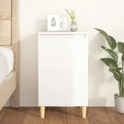 vidaXL - Nachtkastje - Hoogglans wit - Bewerkt hout - 40 x 35 x 70 cm