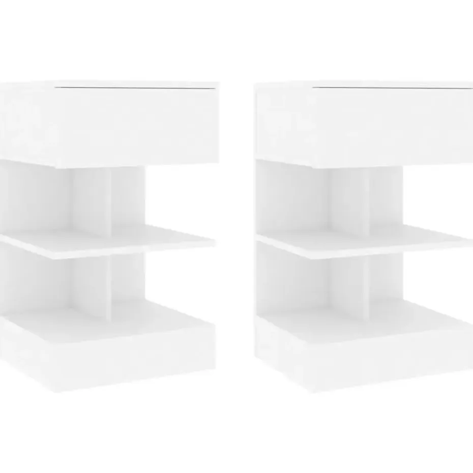 vidaXL - Nachtkastje - Wit - Bewerkt hout - 2 stuks