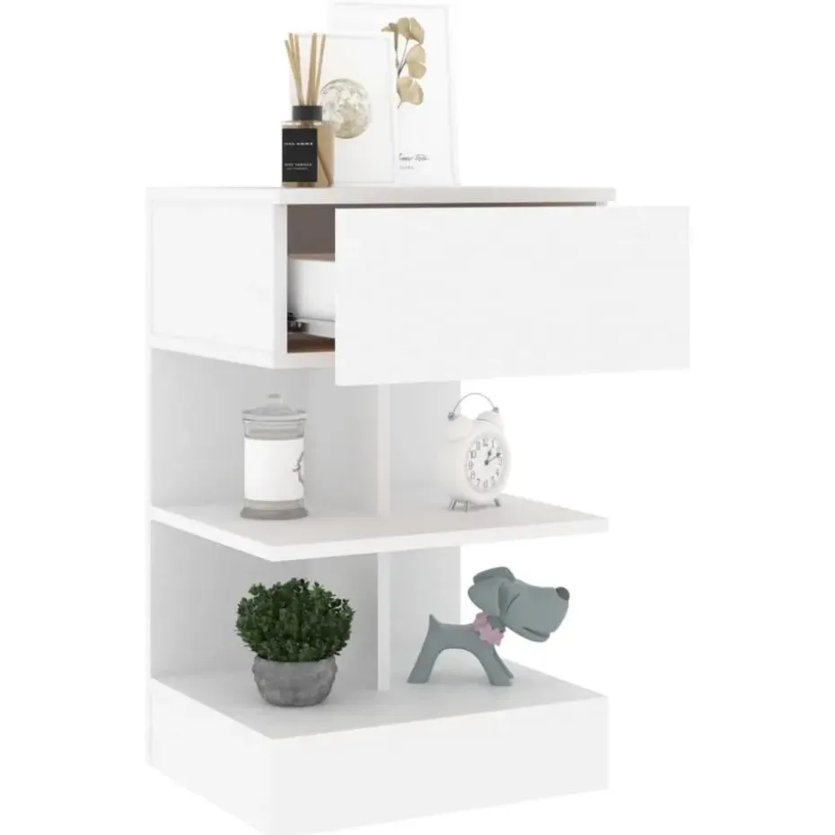 vidaXL - Nachtkastje - Wit - Bewerkt hout - 2 stuks