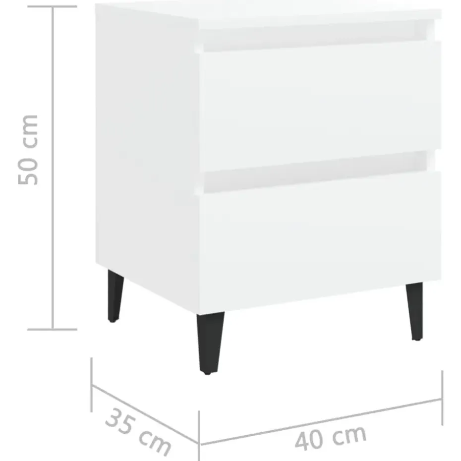vidaXL - Nachtkastje - Wit - Bewerkt hout - 2 stuks