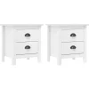 vidaXL - Nachtkastje - Wit - Grenenhout - 2 stuks