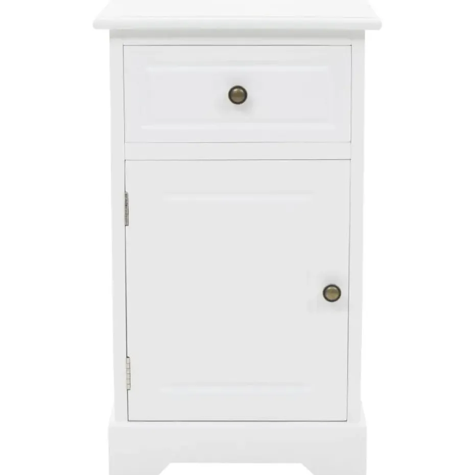 vidaXL - Nachtkastje - Wit - Grenenhout
