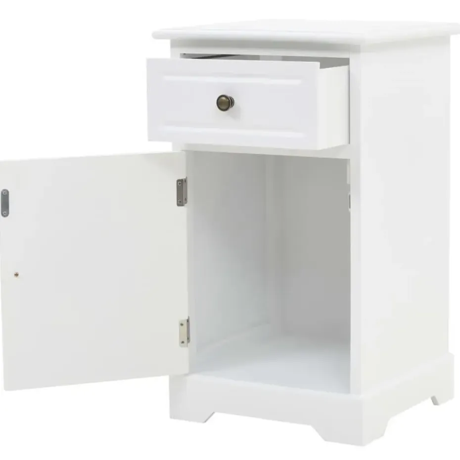 vidaXL - Nachtkastje - Wit - Grenenhout