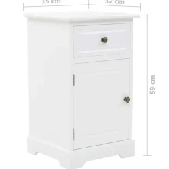 vidaXL - Nachtkastje - Wit - Grenenhout