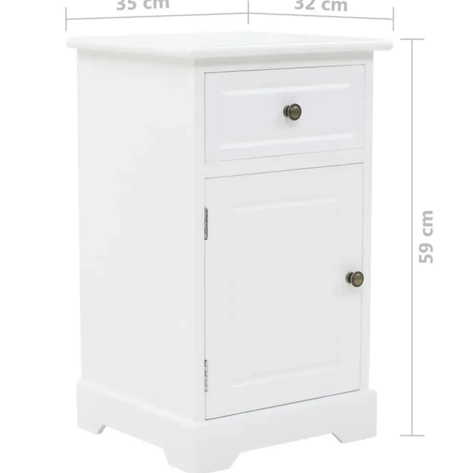 vidaXL - Nachtkastje - Wit - Grenenhout