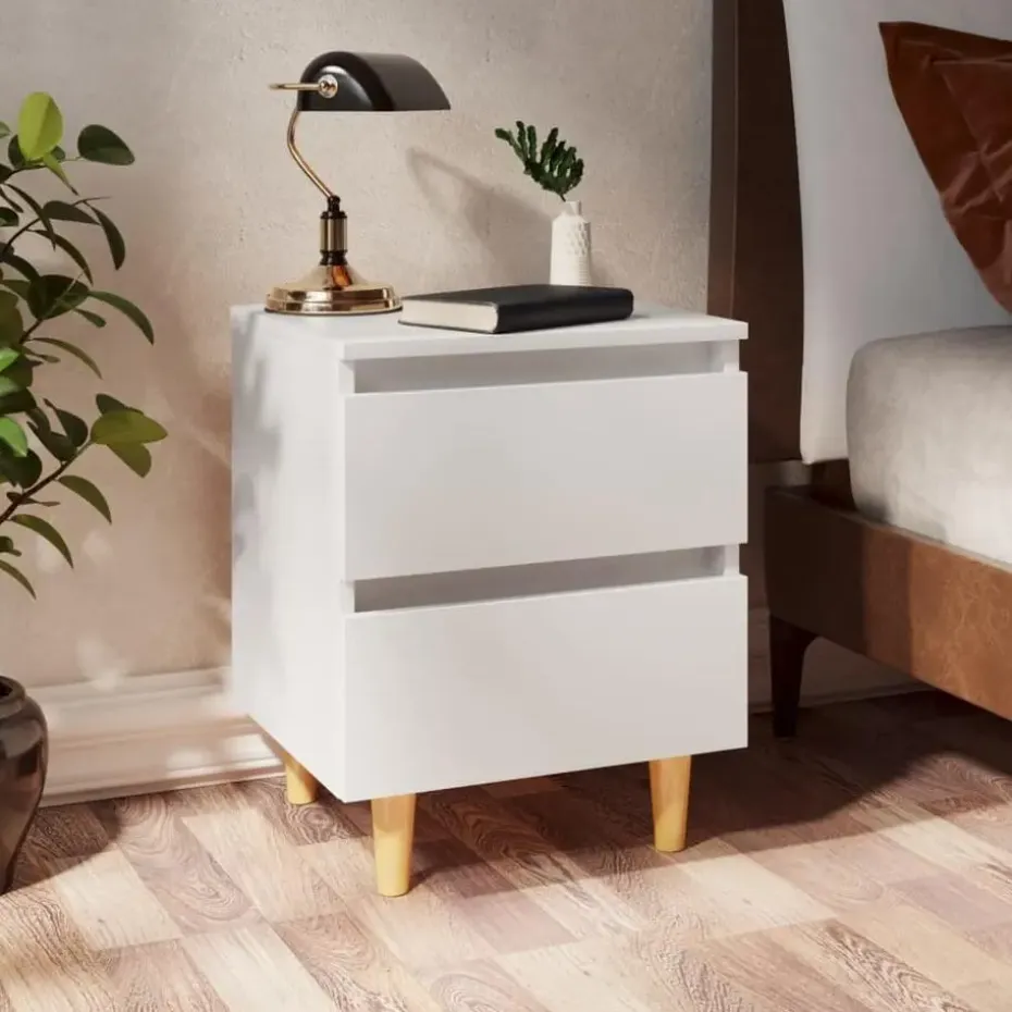 vidaXL - Nachtkastje - Wit - Grenenhout