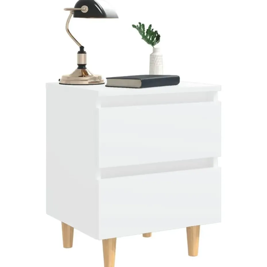 vidaXL - Nachtkastje - Wit - Grenenhout