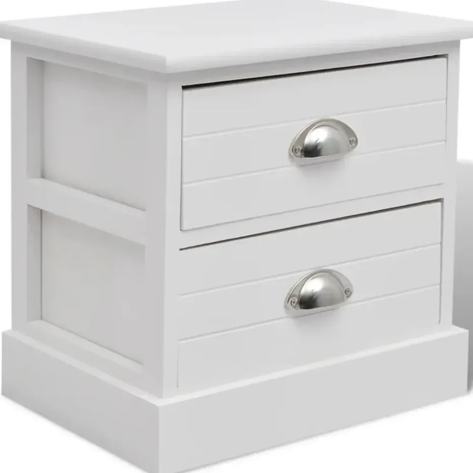vidaXL - Nachtkastje - Wit - Paulowniahout