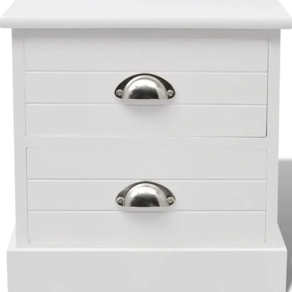 vidaXL - Nachtkastje - Wit - Paulowniahout