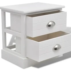 vidaXL - Nachtkastje - Wit - Paulowniahout