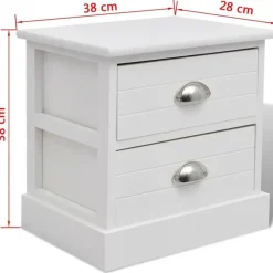vidaXL - Nachtkastje - Wit - Paulowniahout