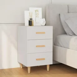 vidaXL - Nachtkastje - Wit - Bewerkt hout