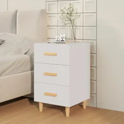 vidaXL - Nachtkastje - Wit - Bewerkt hout