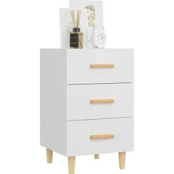 vidaXL - Nachtkastje - Wit - Bewerkt hout