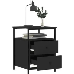 vidaXL - Nachtkastje - Zwart - Bewerkt hout - 2 stuks