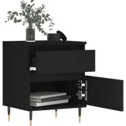 vidaXL - Nachtkastje - Zwart - Bewerkt hout - 2 stuks