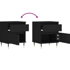 vidaXL - Nachtkastje - Zwart - Bewerkt hout - 2 stuks