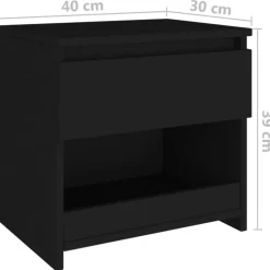 vidaXL - Nachtkastje - Zwart - Bewerkt hout - 2 stuks
