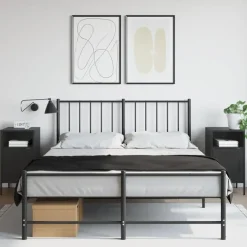 vidaXL - Nachtkastje - Zwart - Staal - 2 stuks