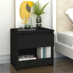 vidaXL - Nachtkastje - Zwart - Bewerkt hout