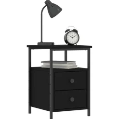 vidaXL - Nachtkastje - Zwart - Bewerkt hout