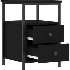 vidaXL - Nachtkastje - Zwart - Bewerkt hout