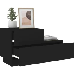 vidaXL - Nachtkastje - Zwart - Bewerkt hout