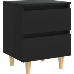 vidaXL - Nachtkastje - Zwart - Grenenhout