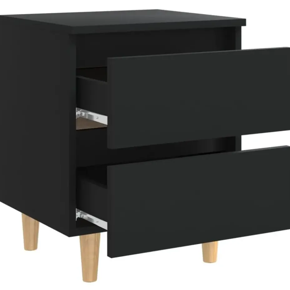 vidaXL - Nachtkastje - Zwart - Grenenhout
