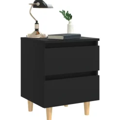 vidaXL - Nachtkastje - Zwart - Grenenhout