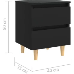 vidaXL - Nachtkastje - Zwart - Grenenhout