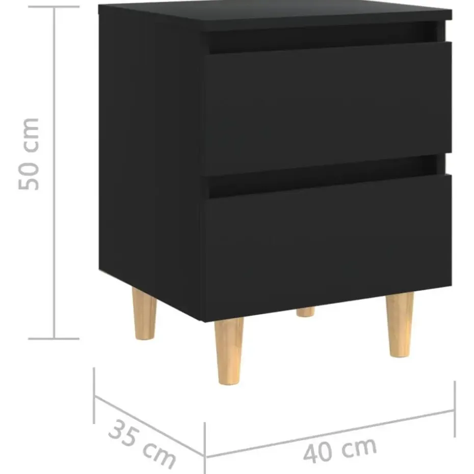 vidaXL - Nachtkastje - Zwart - Grenenhout