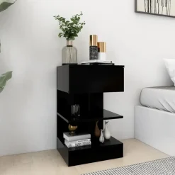 vidaXL - Nachtkastje - Zwart - Bewerkt hout - 2 stuks