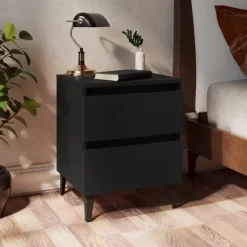 vidaXL - Nachtkastje - Zwart - Bewerkt hout - 2 stuks