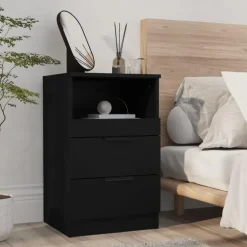 vidaXL - Nachtkastje - Zwart - Spaanplaat - 2 stuks