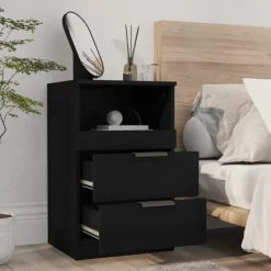 vidaXL - Nachtkastje - Zwart - Spaanplaat - 2 stuks