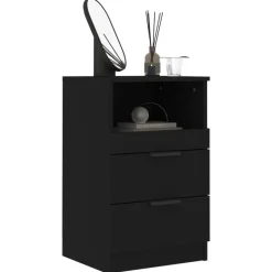 vidaXL - Nachtkastje - Zwart - Spaanplaat - 2 stuks