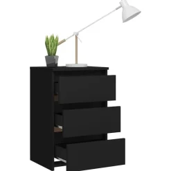 vidaXL - Nachtkastje - Zwart - Bewerkt hout