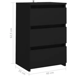 vidaXL - Nachtkastje - Zwart - Bewerkt hout