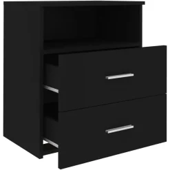 vidaXL - Nachtkastje - Zwart - Bewerkt hout