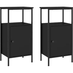 vidaXL - Nachtkastje - Zwart - Bewerkt hout - 2 stuks