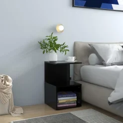 vidaXL - Nachtkastje - Zwart - Bewerkt hout