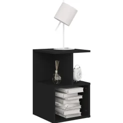 vidaXL - Nachtkastje - Zwart - Bewerkt hout