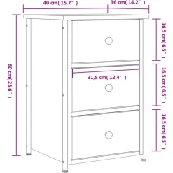 vidaXL - Nachtkastje - Zwart - Bewerkt hout - 2 stuks