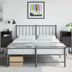 vidaXL - Nachtkastje - Zwart - Staal - 2 stuks